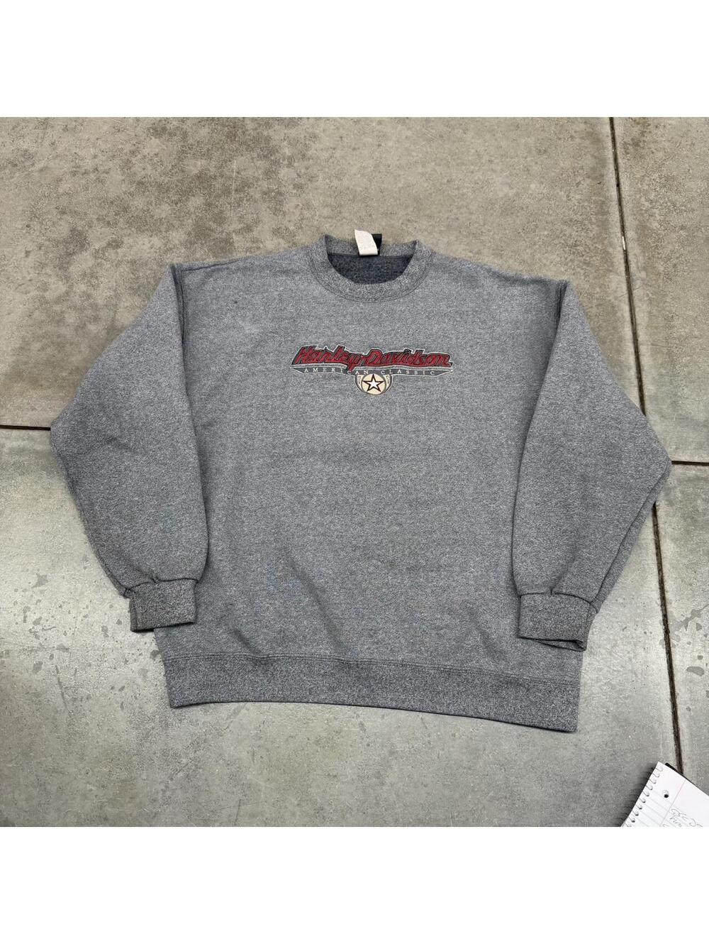 vintage harley davidson made in usa dark grey crewneck size large HAS STAINS